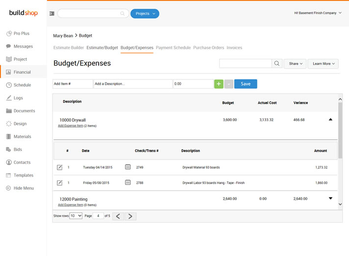 Budget and Expense Software for Designers and Design Build Contractors